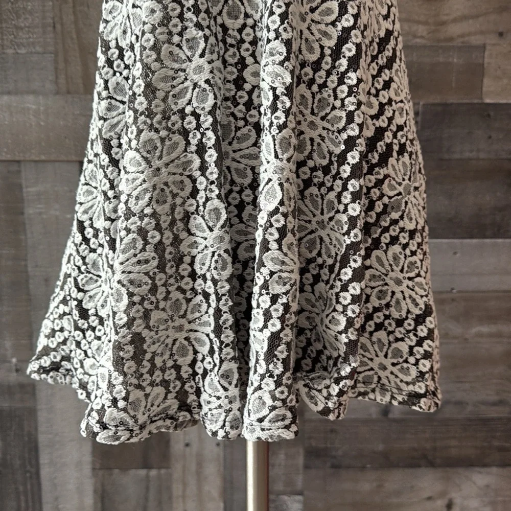 Speechless black and white dress girls size 12 floral lace sparkly sequins party